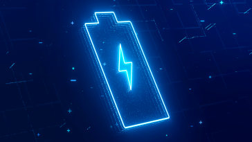 A digital battery with a lightning bolt icon.